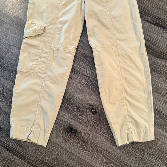 GANNI Washed Canvas Elasticated Curve Pants in Pale Khaki - Picture 2 of 9